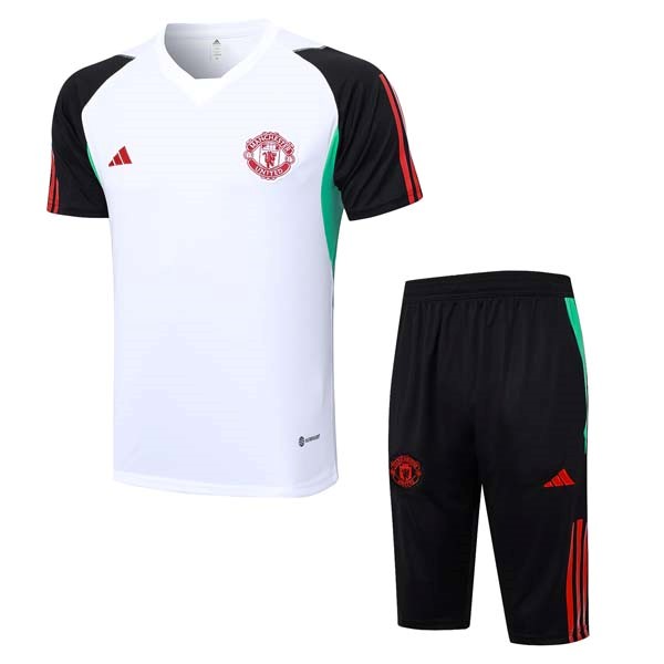 Camiseta Entrenamiento Manchester United Conjunto Completo 2023 2024 Blanco